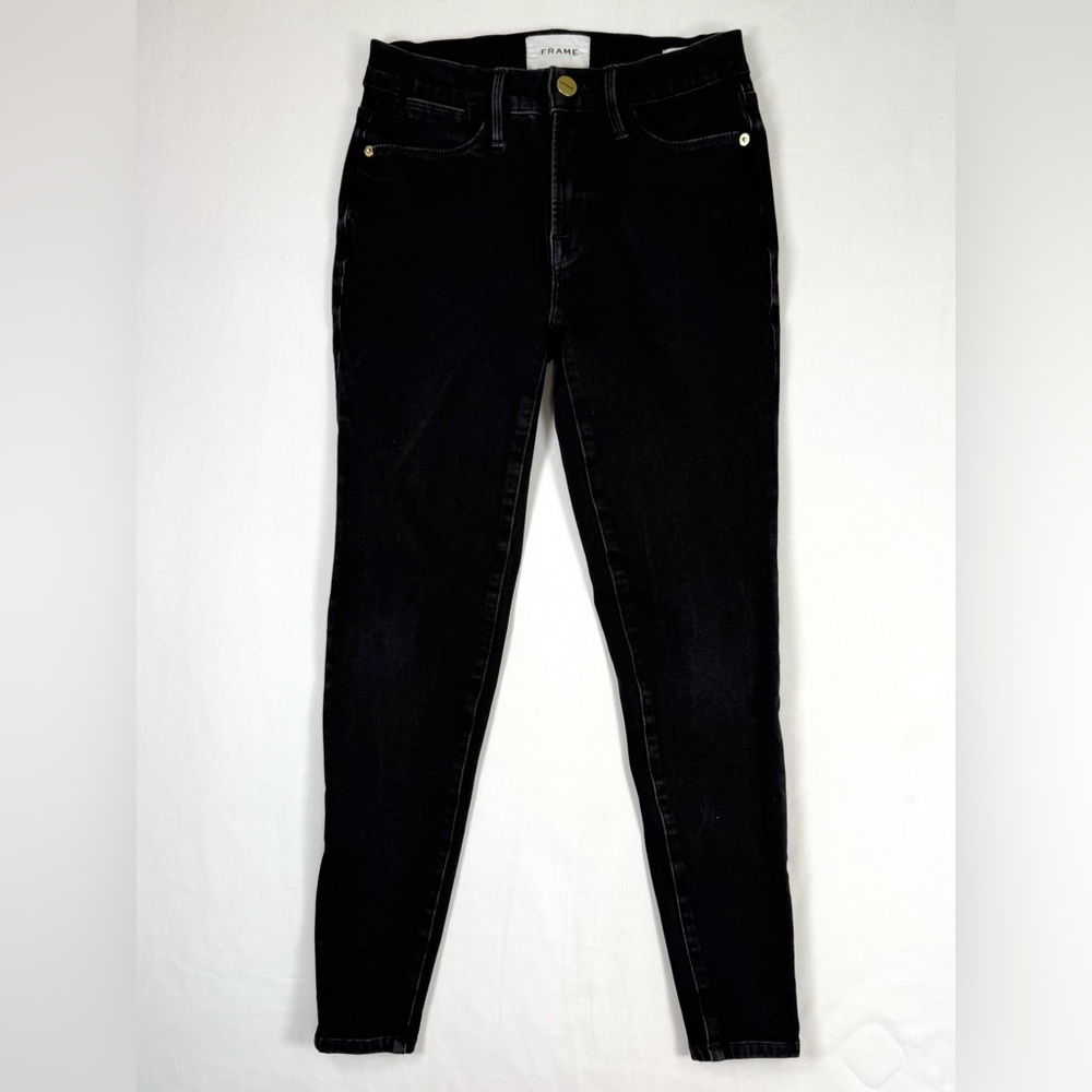 FRAME Women's Black Denim Le High Skinny Jeans in Noir Basics Casual Fall 25